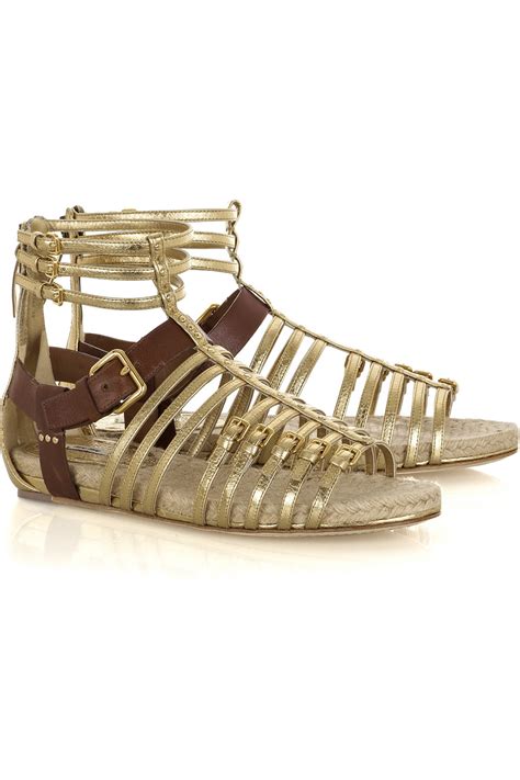 leather miu miu gladiator sandals|Silver Metallic Leather Sandals .